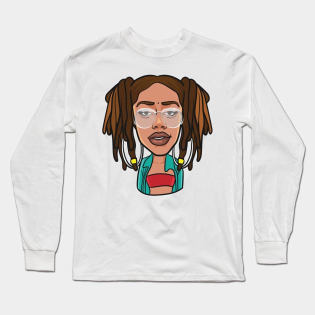 Sexy Crazy Cool Black Woman with Dreadlocks Long Sleeve T-Shirt by NaturallyBlack